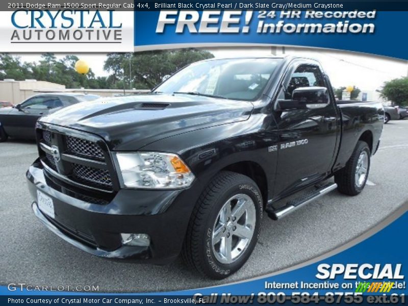 Brilliant Black Crystal Pearl / Dark Slate Gray/Medium Graystone 2011 Dodge Ram 1500 Sport Regular Cab 4x4