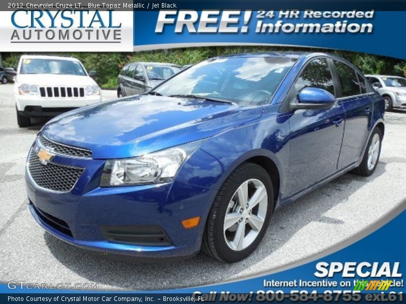 Blue Topaz Metallic / Jet Black 2012 Chevrolet Cruze LT