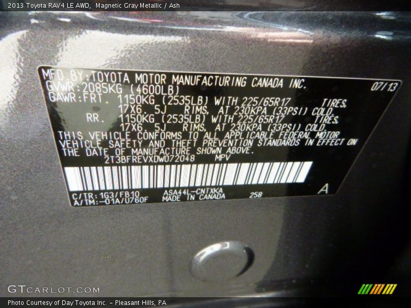 Magnetic Gray Metallic / Ash 2013 Toyota RAV4 LE AWD