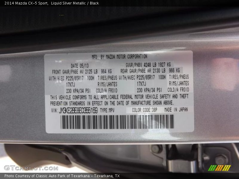 Liquid Silver Metallic / Black 2014 Mazda CX-5 Sport