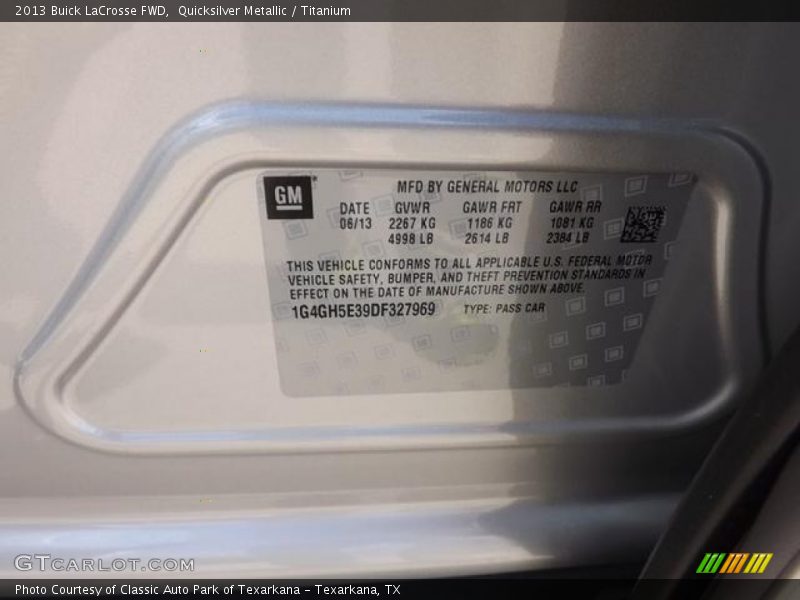 Quicksilver Metallic / Titanium 2013 Buick LaCrosse FWD
