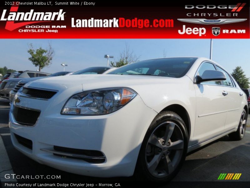 Summit White / Ebony 2012 Chevrolet Malibu LT