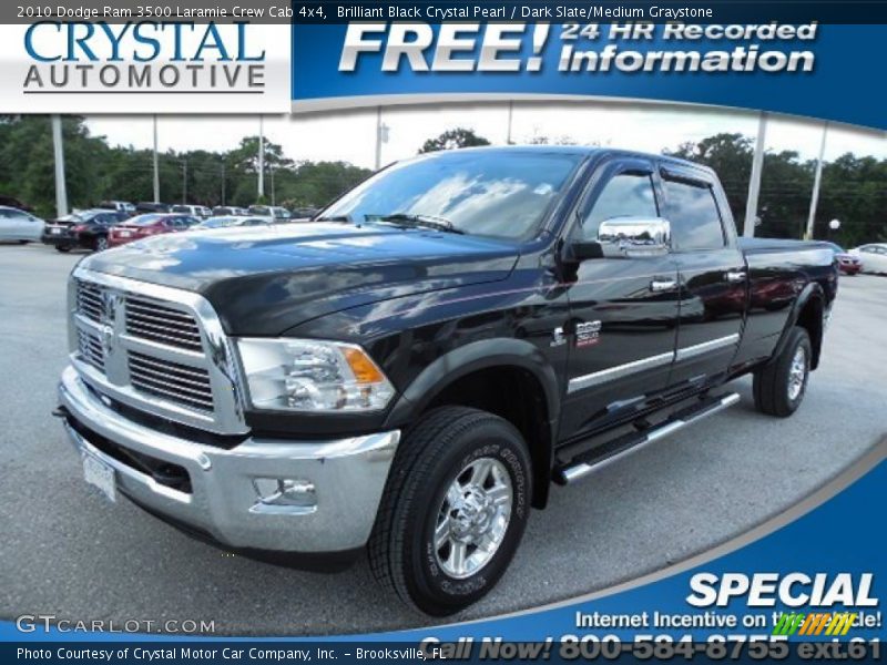 Brilliant Black Crystal Pearl / Dark Slate/Medium Graystone 2010 Dodge Ram 3500 Laramie Crew Cab 4x4