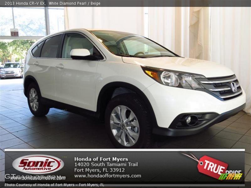White Diamond Pearl / Beige 2013 Honda CR-V EX