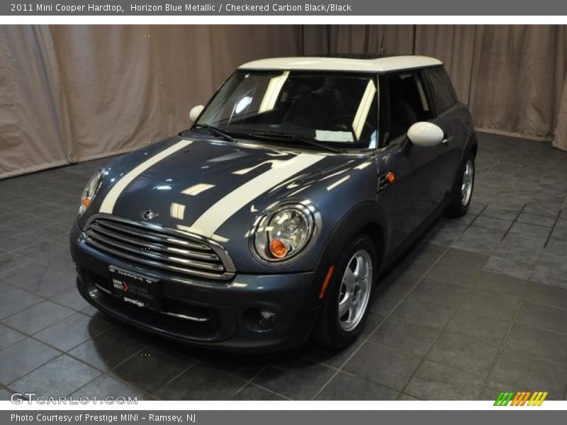 Horizon Blue Metallic / Checkered Carbon Black/Black 2011 Mini Cooper Hardtop