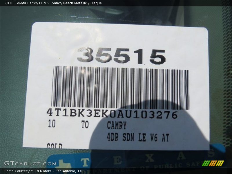 Sandy Beach Metallic / Bisque 2010 Toyota Camry LE V6