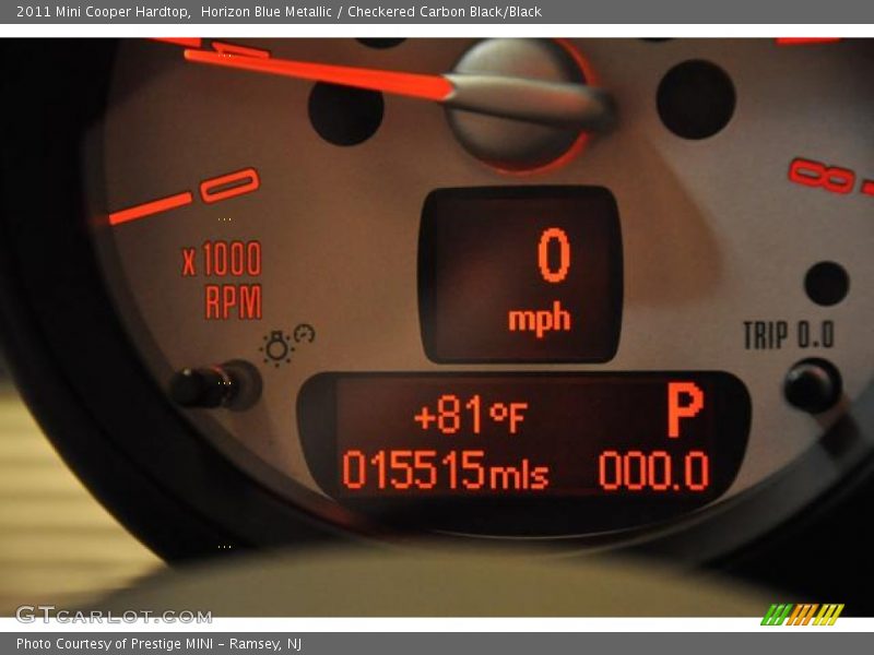 Horizon Blue Metallic / Checkered Carbon Black/Black 2011 Mini Cooper Hardtop