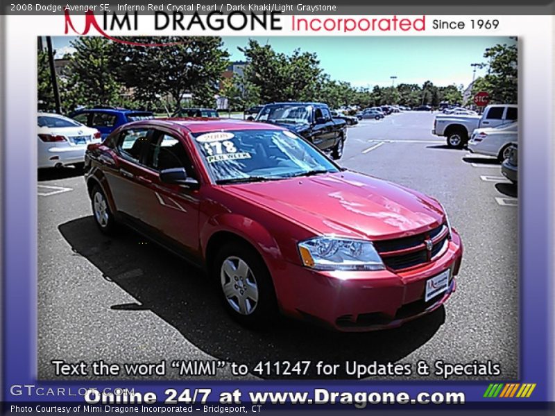 Inferno Red Crystal Pearl / Dark Khaki/Light Graystone 2008 Dodge Avenger SE