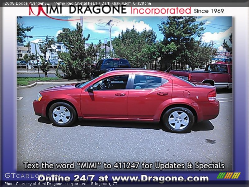 Inferno Red Crystal Pearl / Dark Khaki/Light Graystone 2008 Dodge Avenger SE