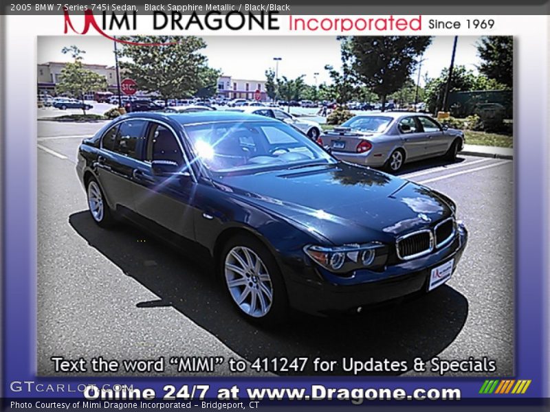 Black Sapphire Metallic / Black/Black 2005 BMW 7 Series 745i Sedan