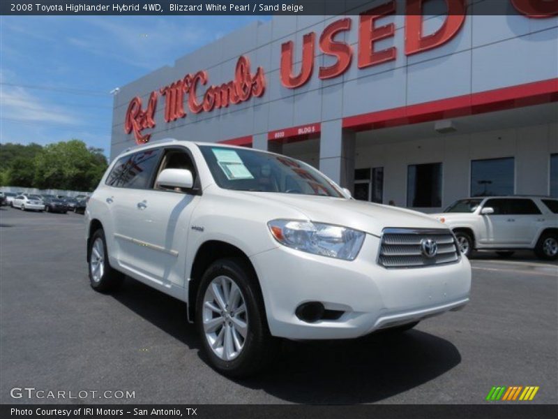 Blizzard White Pearl / Sand Beige 2008 Toyota Highlander Hybrid 4WD