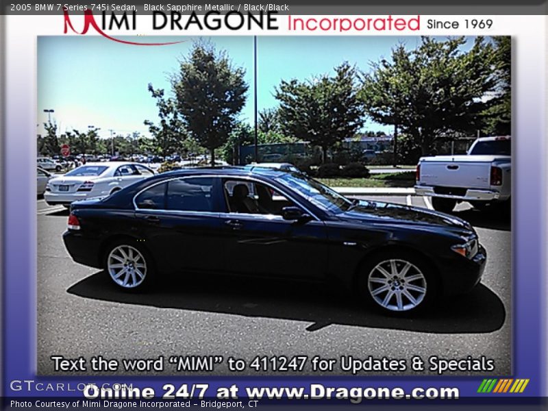 Black Sapphire Metallic / Black/Black 2005 BMW 7 Series 745i Sedan