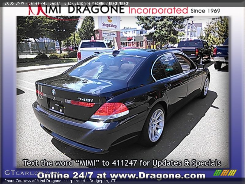 Black Sapphire Metallic / Black/Black 2005 BMW 7 Series 745i Sedan