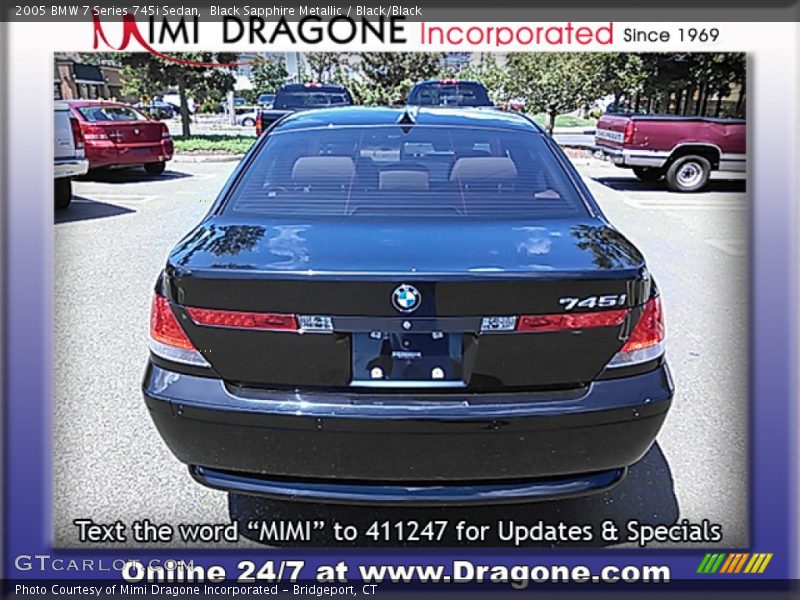 Black Sapphire Metallic / Black/Black 2005 BMW 7 Series 745i Sedan