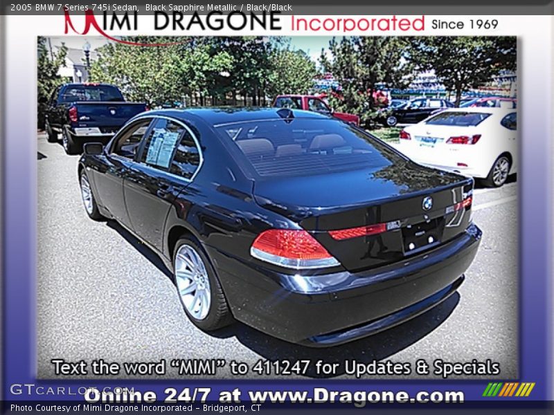 Black Sapphire Metallic / Black/Black 2005 BMW 7 Series 745i Sedan