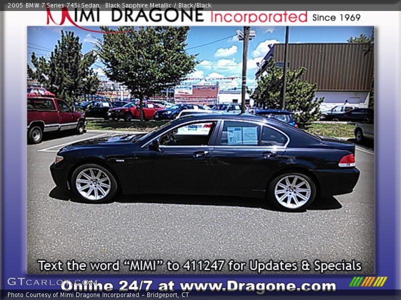 Black Sapphire Metallic / Black/Black 2005 BMW 7 Series 745i Sedan