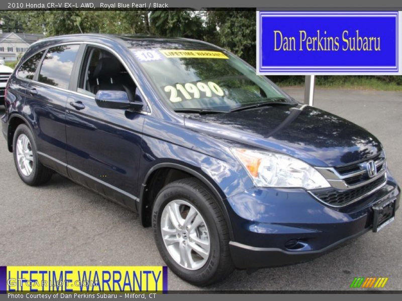 Royal Blue Pearl / Black 2010 Honda CR-V EX-L AWD