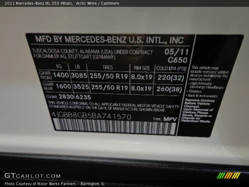 Arctic White / Cashmere 2011 Mercedes-Benz ML 350 4Matic
