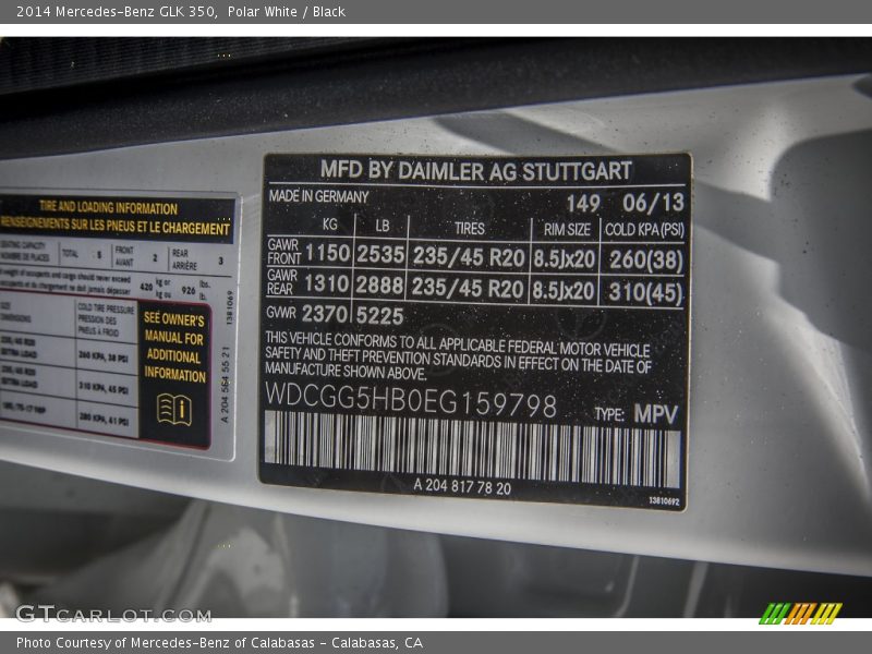 Polar White / Black 2014 Mercedes-Benz GLK 350