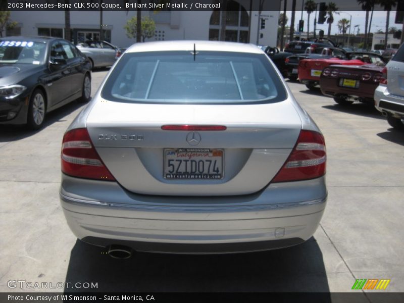 Brilliant Silver Metallic / Charcoal 2003 Mercedes-Benz CLK 500 Coupe