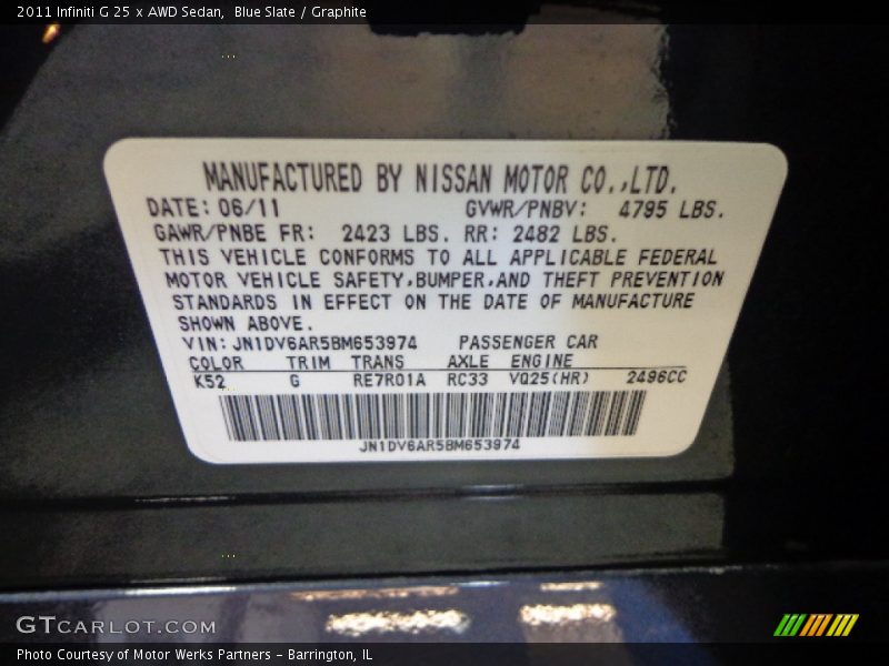 Blue Slate / Graphite 2011 Infiniti G 25 x AWD Sedan
