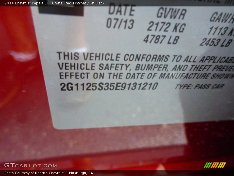 Crystal Red Tintcoat / Jet Black 2014 Chevrolet Impala LT