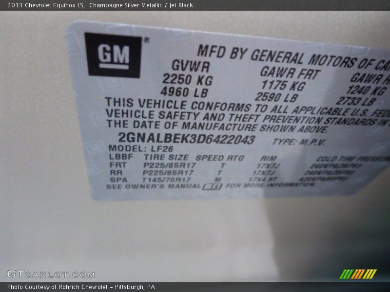 Champagne Silver Metallic / Jet Black 2013 Chevrolet Equinox LS