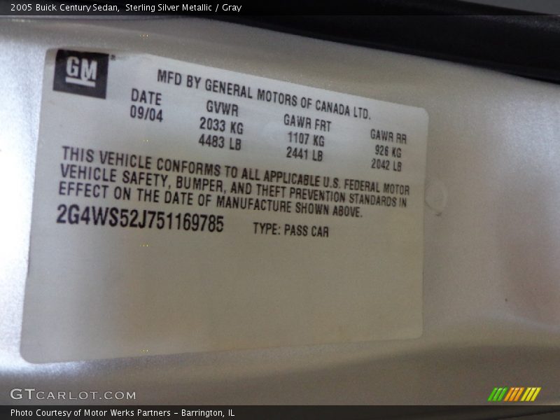 Sterling Silver Metallic / Gray 2005 Buick Century Sedan