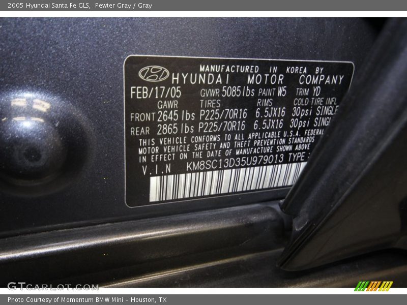 Pewter Gray / Gray 2005 Hyundai Santa Fe GLS