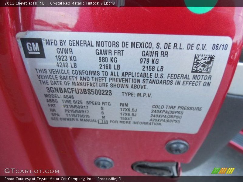 Crystal Red Metallic Tintcoat / Ebony 2011 Chevrolet HHR LT