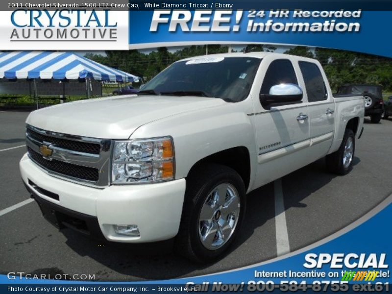 White Diamond Tricoat / Ebony 2011 Chevrolet Silverado 1500 LTZ Crew Cab