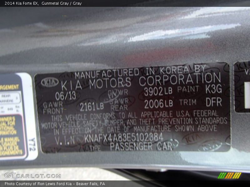 Gunmetal Gray / Gray 2014 Kia Forte EX