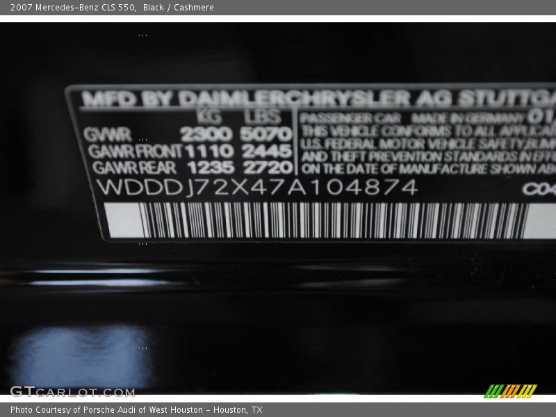 Black / Cashmere 2007 Mercedes-Benz CLS 550