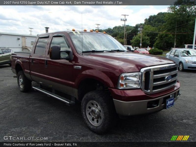 Dark Toreador Red Metallic / Tan 2007 Ford F250 Super Duty XLT Crew Cab 4x4