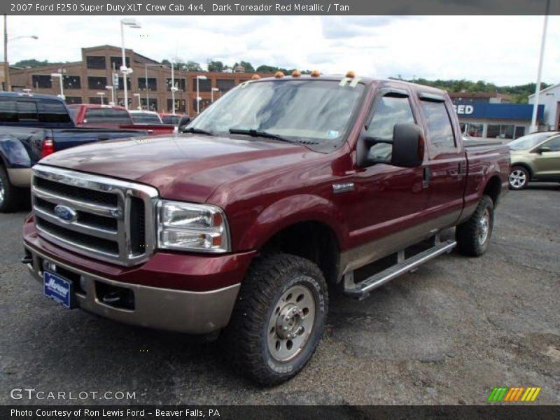 Dark Toreador Red Metallic / Tan 2007 Ford F250 Super Duty XLT Crew Cab 4x4