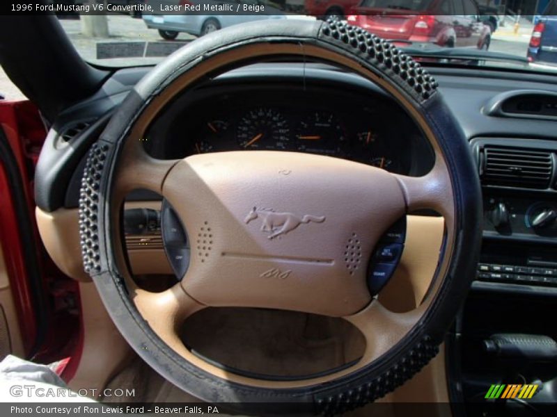 Laser Red Metallic / Beige 1996 Ford Mustang V6 Convertible