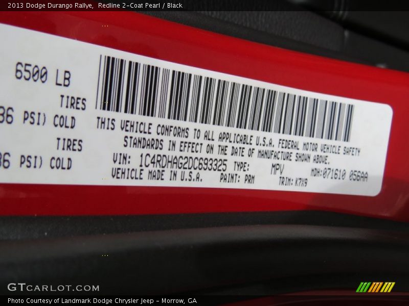 Redline 2-Coat Pearl / Black 2013 Dodge Durango Rallye