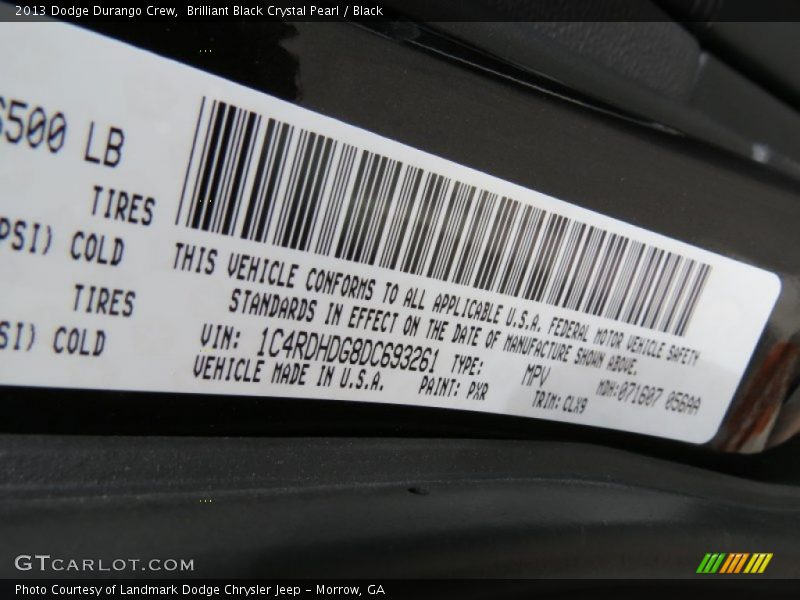 Brilliant Black Crystal Pearl / Black 2013 Dodge Durango Crew