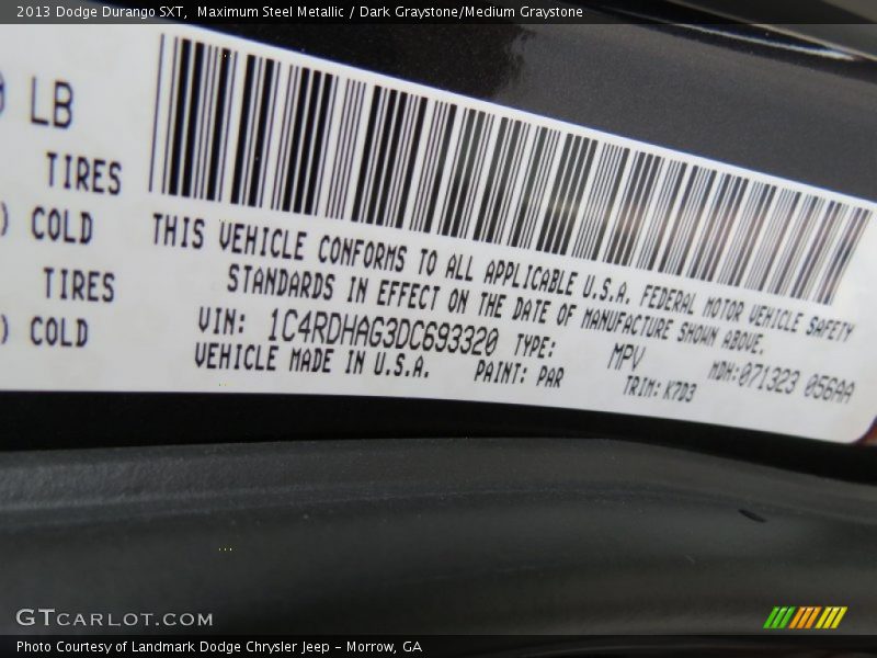 Maximum Steel Metallic / Dark Graystone/Medium Graystone 2013 Dodge Durango SXT