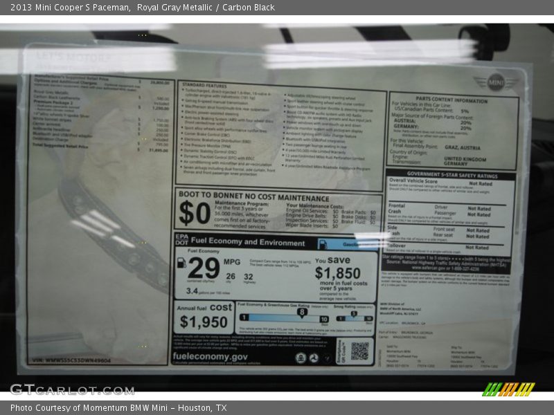 Royal Gray Metallic / Carbon Black 2013 Mini Cooper S Paceman
