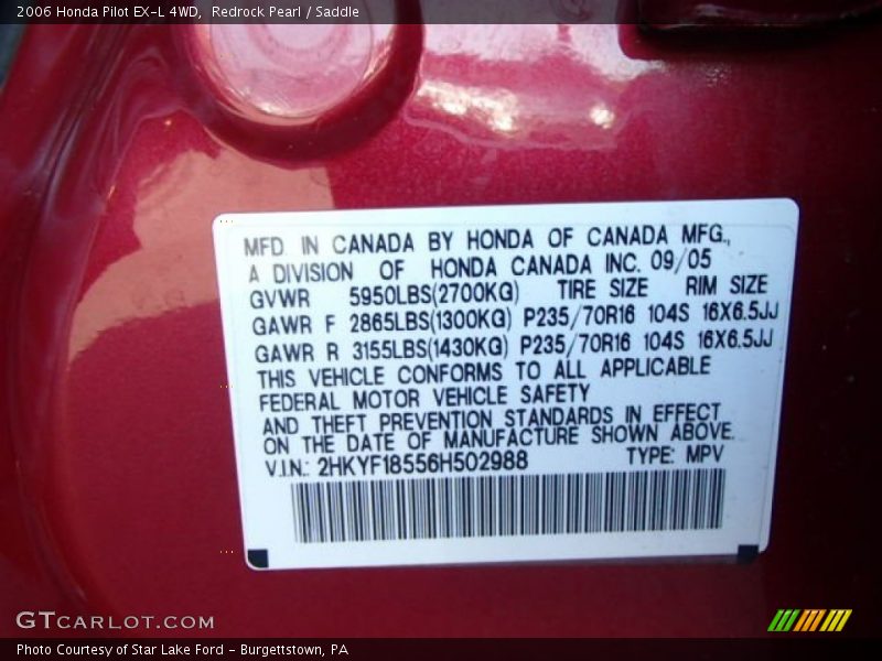 Redrock Pearl / Saddle 2006 Honda Pilot EX-L 4WD