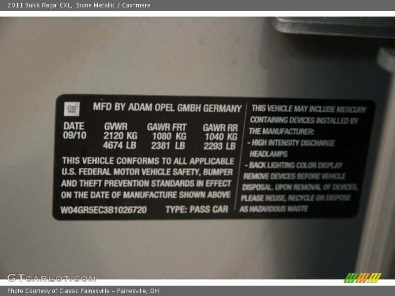 Stone Metallic / Cashmere 2011 Buick Regal CXL