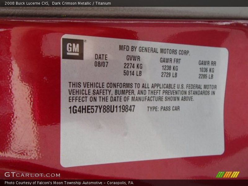 Dark Crimson Metallic / Titanium 2008 Buick Lucerne CXS
