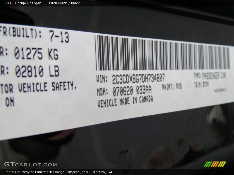 Pitch Black / Black 2013 Dodge Charger SE