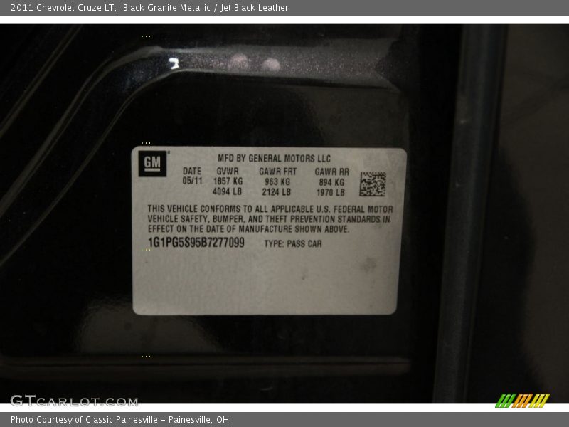 Black Granite Metallic / Jet Black Leather 2011 Chevrolet Cruze LT