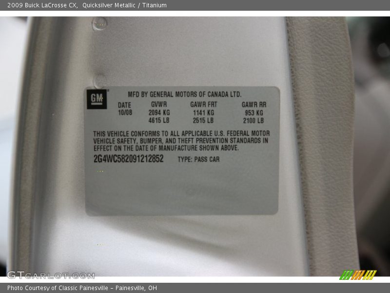 Quicksilver Metallic / Titanium 2009 Buick LaCrosse CX