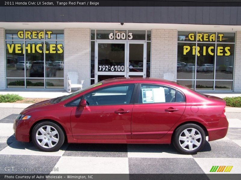 Tango Red Pearl / Beige 2011 Honda Civic LX Sedan