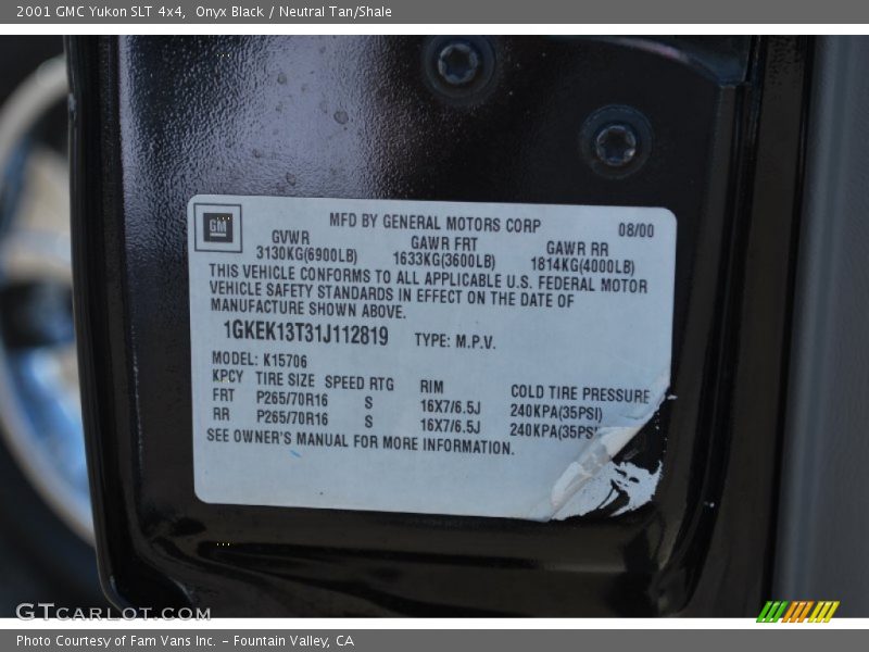 Onyx Black / Neutral Tan/Shale 2001 GMC Yukon SLT 4x4