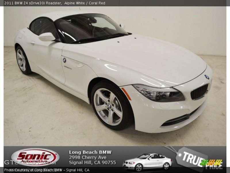 Alpine White / Coral Red 2011 BMW Z4 sDrive30i Roadster