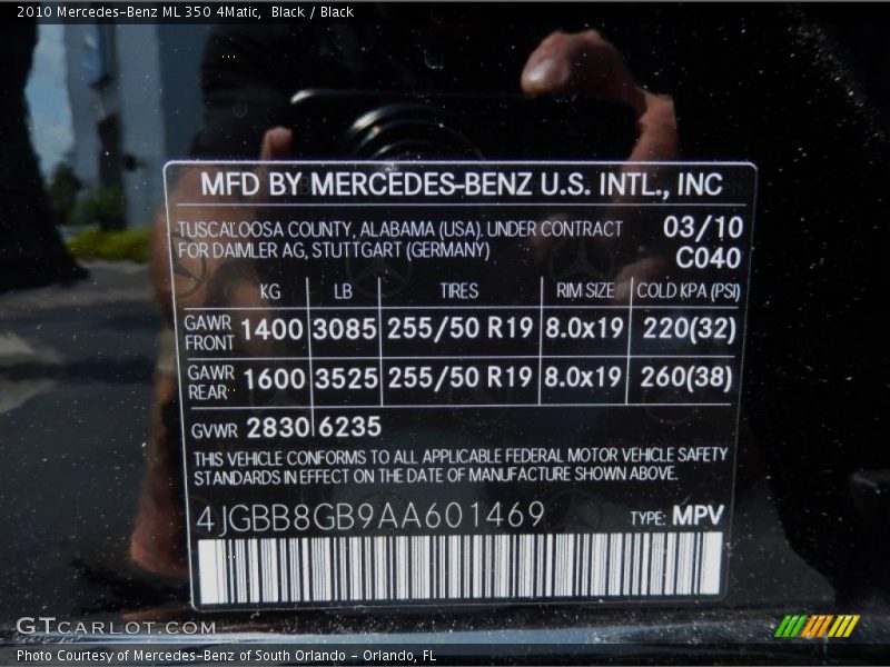 Black / Black 2010 Mercedes-Benz ML 350 4Matic